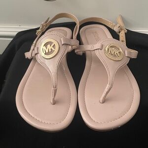 Michael Kors Blush Sandals with Gold Emblem